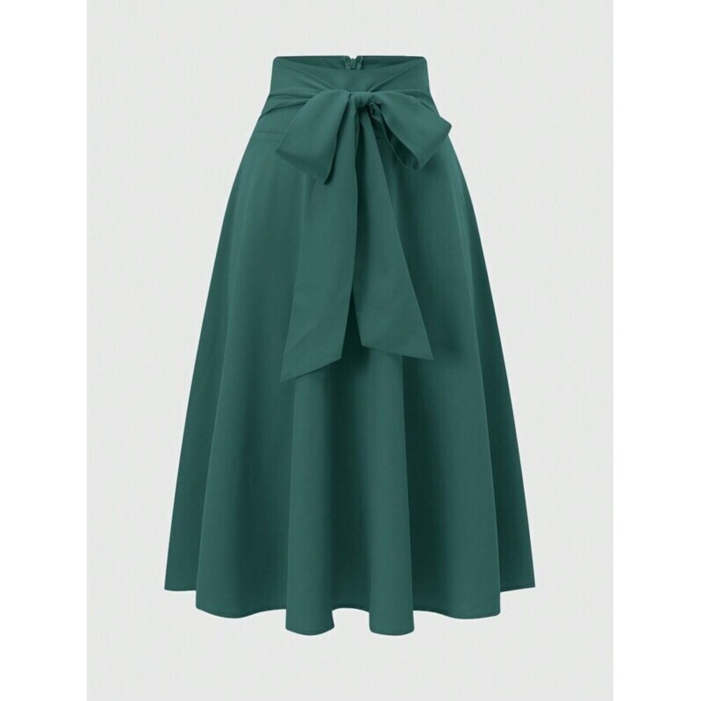 Franclia Solid Color Twist Back Zip Up Skirt